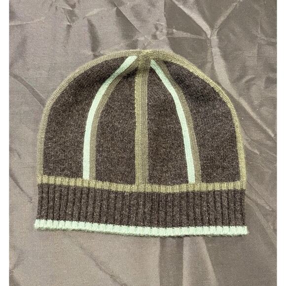 Armand Diradourian Cashmere Men’s Hat Beanie Dk Grey & Greens New